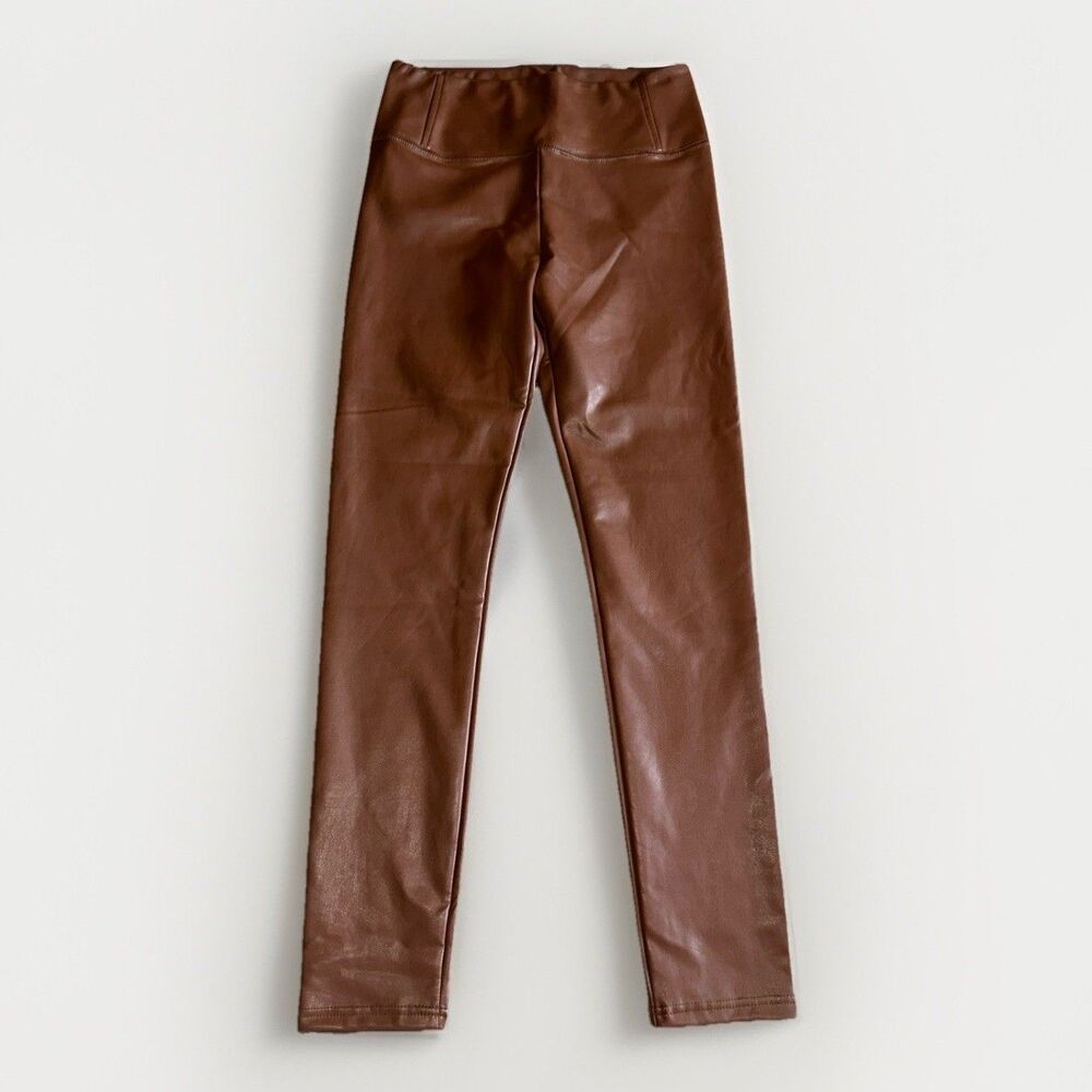 Bagatelle Brown Faux Leather Leggings Medium High Rise Stretch Slim Fit Lined